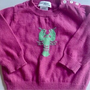 Bambeeno Cashmere Blend Sweater 6-12 Mo Hot Pink Lime Green Lobster Baby Luxury